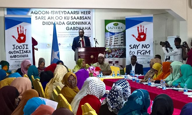 Somalia’s attorney general at the Zero Tolerance to FGM meeting in Mogadishu this week. Photograph: Amisom/Ifrah Foundation